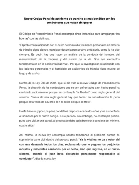 Caso De Homicidio Culpóso Descargar Gratis Pdf Homicidio Derecho