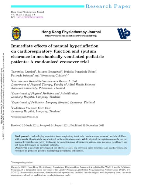 PDF Immediate Effects Of Manual Hyperinflation On Cardiorespiratory