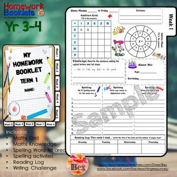 Homework Booklets Yr Weeks By Bex Tpt