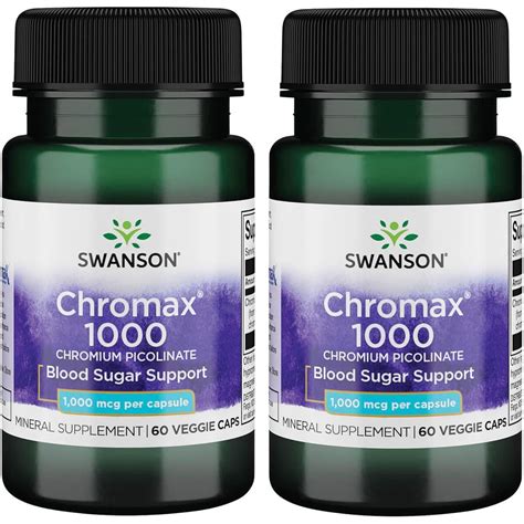 Swanson Chromax 1000 Chromium Picolinate 1 000 Mcg 60 Veg Caps 2 Pack