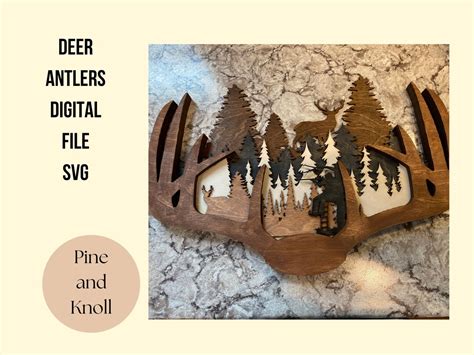 Deer Antlers Laser Cut Layered File Glowforge Laser File Digital