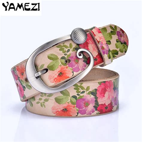 Hot Fashion Lederen Vrouw Riem Pretty Bloemen Strap Voor Vrouwen Jeans