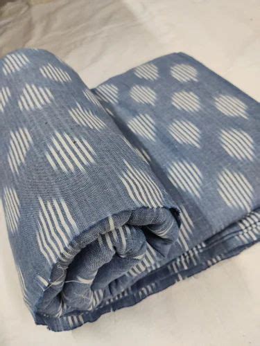 Ash Blue Abstract Handloom Pure Cotton Ikat Fabric At Rs 167 00 Karam