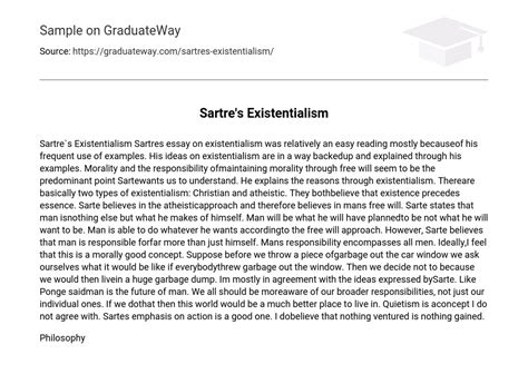 Sartre S Existentialism Essay Example GraduateWay