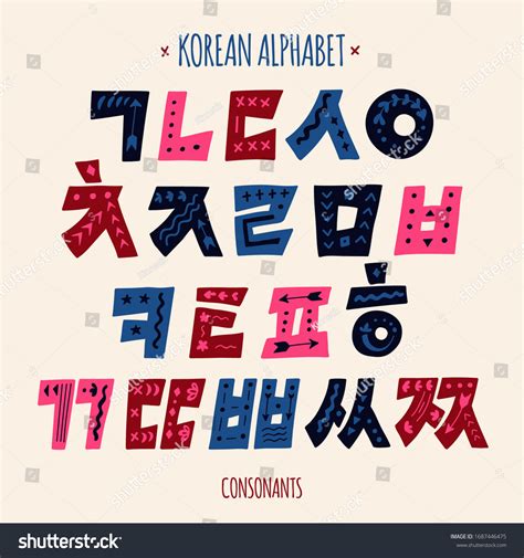 Korean Vector Alphabet Set Hangul Consonants