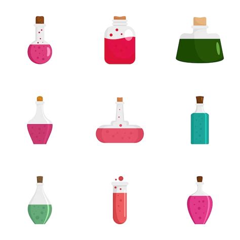 Premium Vector Potion Magic Bottle Icon Set Flat Style