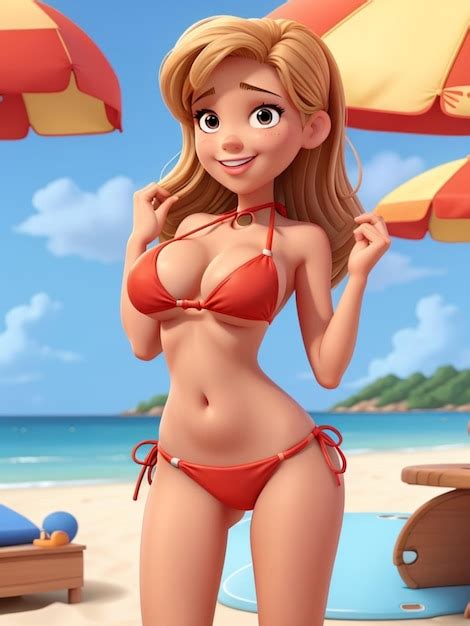 Bikini Cartoon Girl Premium Ai Generated Image