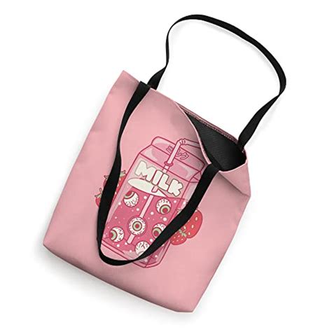 Weirdcore Aesthetic Kawaii Strawberry Milk Carton Eyeballs Tote Bag