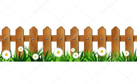 Wood Fence Clip Art Green Grass Seamless Fence Stock Vector