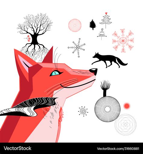 Graphic beautiful portrait a red fox Royalty Free Vector