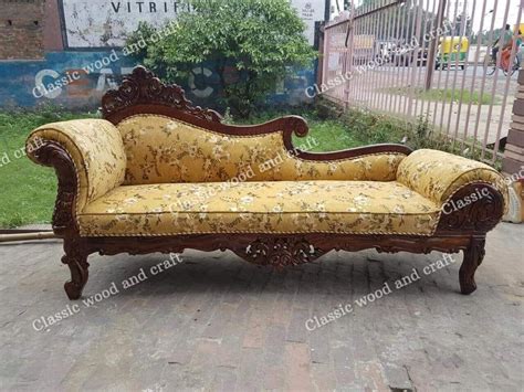 Teak Wood 3 Seater Antique Diwan Sofa Couch Without Storage At Rs