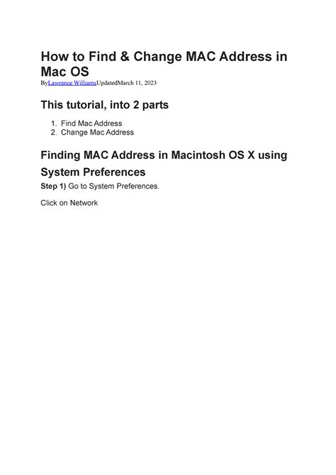 Change Mac Address In Mac Os How To Find And Change Mac Address In Mac