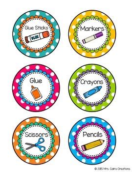 Editable Polka Dot Round Supply Labels By Mrs Cain S Creations Tpt