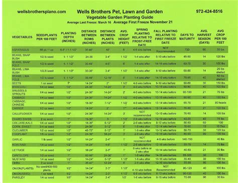 North Texas Vegetable Planting Calendar