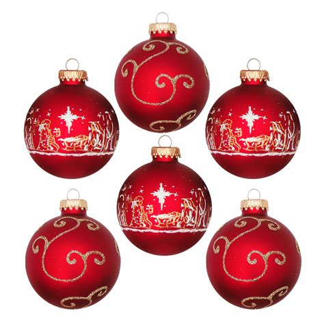 Christmas By Krebs 8ct 67mm Red Gold Nativity Set Deco Glass Christmas Ornament