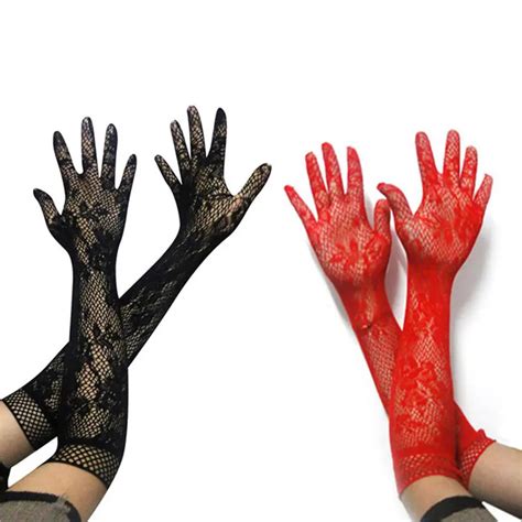 Lingerie sexy pour jeux de rôle pour femmes dentelle transparente longs gants sexuels cosplay