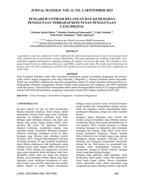 Pdf Pengaruh Literasi Keuangan Dan Kemudahan Penggunaan Terhadap