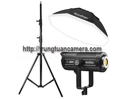 Combo đèn LED Godox SL 300W II Softbox bát giác Godox 95cm chân đèn