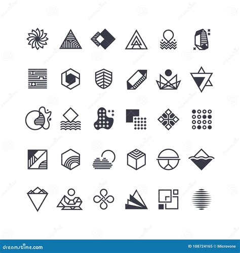 Vector Geometric Shapes And Symbols Geometrical Logos Vector Set Stock