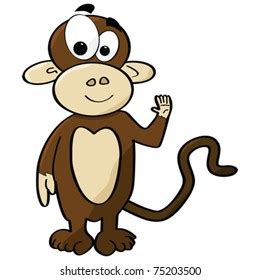 Cartoon Vector Illustration Cute Monkey Waving Stock Vector (Royalty ...