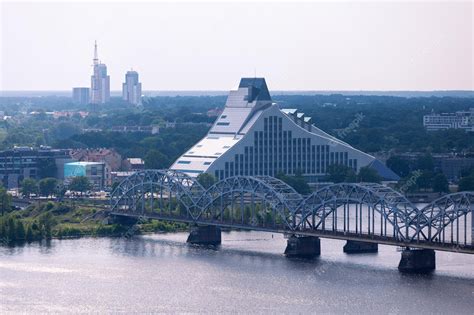 Premium Photo | Aerial view of the national library of latvia in riga