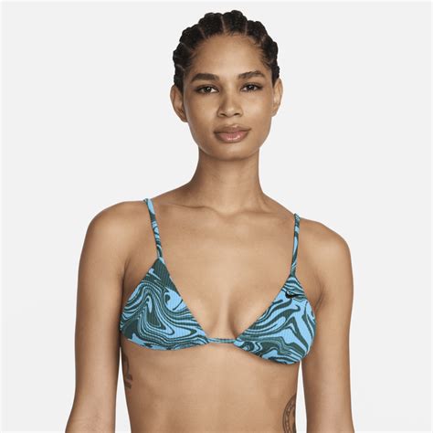 Nike Swim Swirl String Bikini Top Blue Editorialist