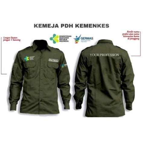 Jual Kemeja PDL PDH Baju Lapangan Lengan Panjang Plus Bordir 5