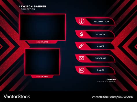 Twitch Banner Collection Live Stream Template Vector Image