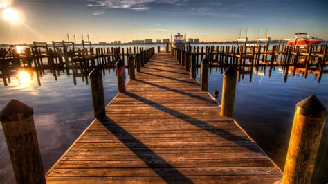 Wallpaper Sunlight Sunset Sea Water Reflection Sky Wood