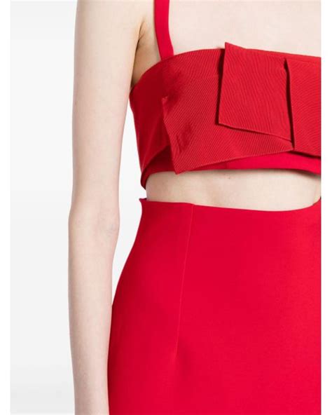 Elie Saab Cut Out Maxi Dress In Red Lyst