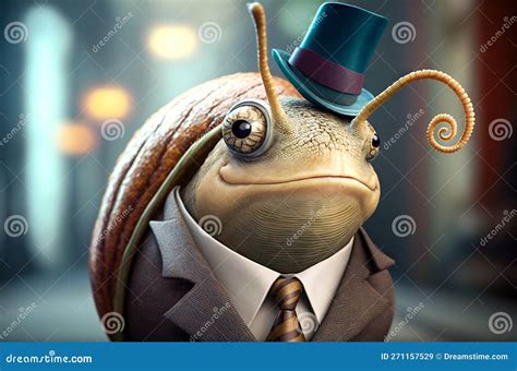 Portrait Of Snail Dressed In A Formal Business Suit Stock Illustration