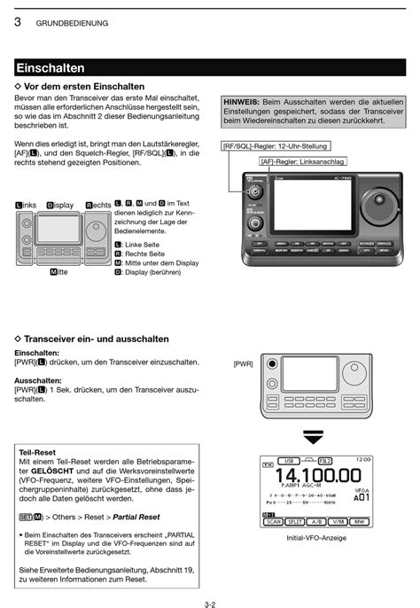 Einschalten D Vor Dem Ersten Einschalten D Transceiver Ein Und