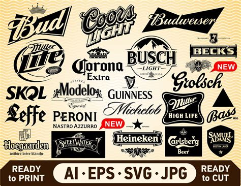 Beer Logo Svg Bundle Alcohol Drink Brand Label Sticker Emblem Etsy