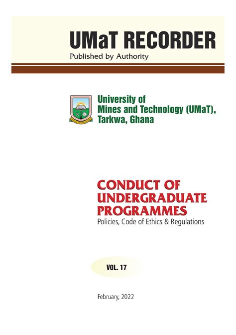 Conduct of undergraduate programmes 2022 - Published by Authority ...