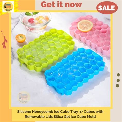 Silicone Honeycomb Ice Cube Tray Cubes With Removable Lids Silica