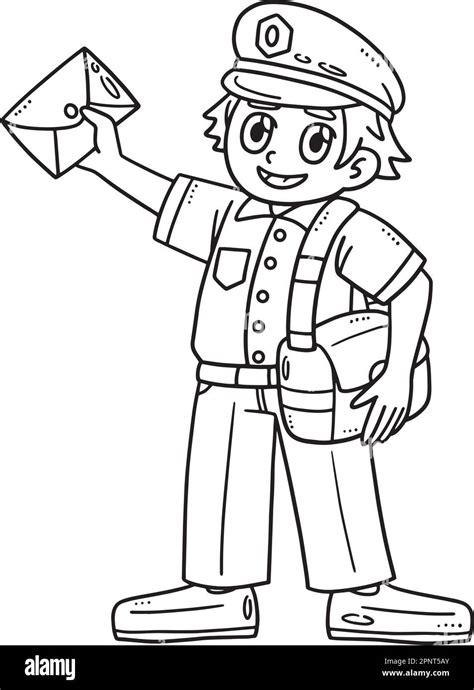 Postman Isolated Coloring Page For Kids Stock Vector Image And Art Alamy