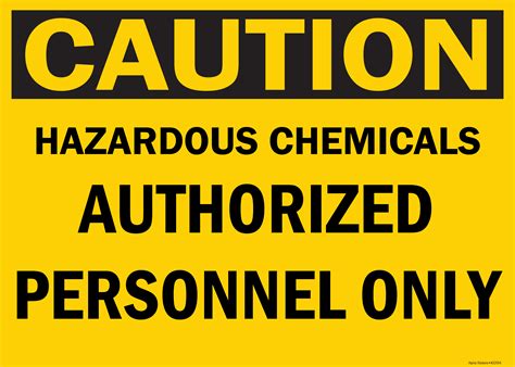 Chemical Hazard Sign Caution Hazardous Chemical Authorized Personnel Only Vinyl Sticker Size 14