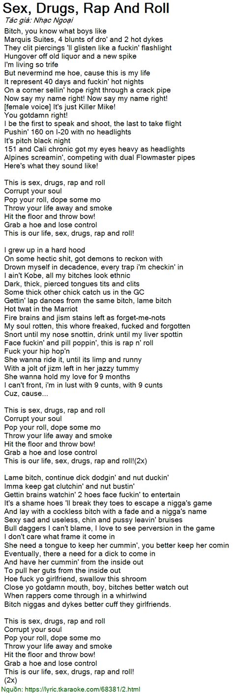 Lời bài hát Sex Drugs Rap And Roll Nhạc Ngoại có nhạc nghe