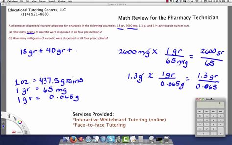 Pharmacy Technician Math Review Youtube