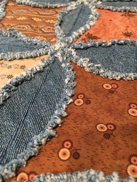 Rag Quilt Runner Country Raggy Denim And Fabric Table Runner Etsy Rag Quilt Fabric Table