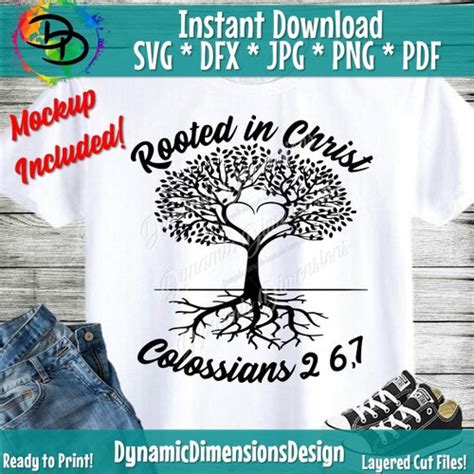 Rooted In Christ Christian Svg Cut File Etsy