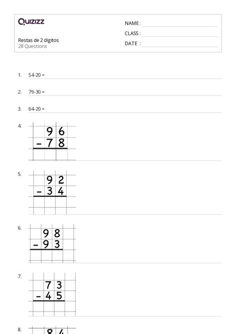 50 Multiplicación de varios dígitos hojas de trabajo para Grado 2 en