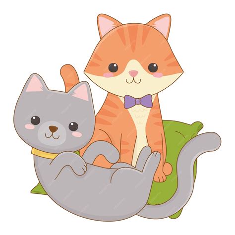 Ilustración De Clip Art De Dibujos Animados De Gatos Aislados Vector