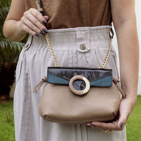 Bolsa de Couro Legítimo Nude Preto