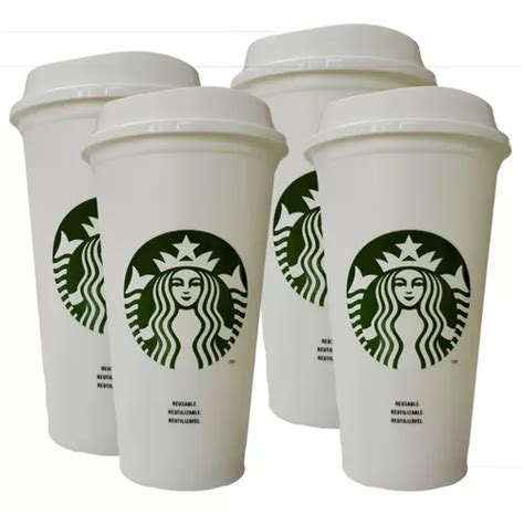 4 Copos Starbucks Reutilizável Plástico 355 Ml Frete grátis