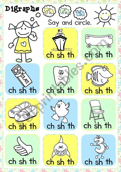 Digraphs Sh Ch Th Multiple Choice Esl Worksheet By Mada1