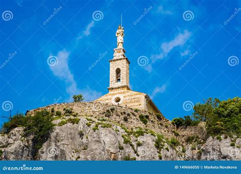 Church On Giant Rock In Castellane Southern France Stock Photo Image