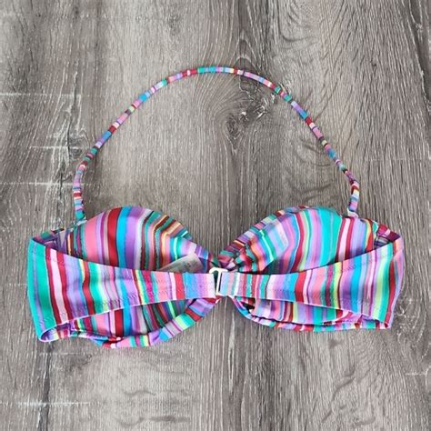 Victoria S Secret Swim Victorias Secret Maya Striped Twist Front Bandeau Halter Bikini