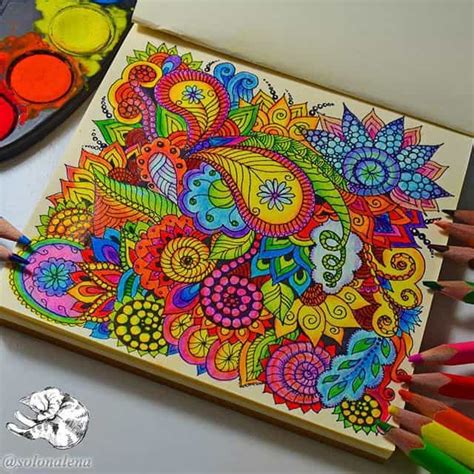 (Video) Cách vẽ tranh doodle sặc sỡ với bút lông kim Artline - Phuc Ma ...