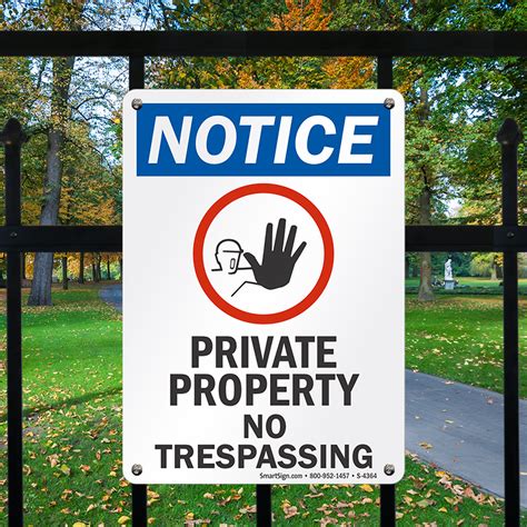 Notice Private Property No Trespassing Sign Sku S 4364